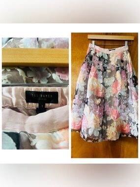 Ted Baker Floral A-Line Midi Alaena colorful floral midi skirt size 1
